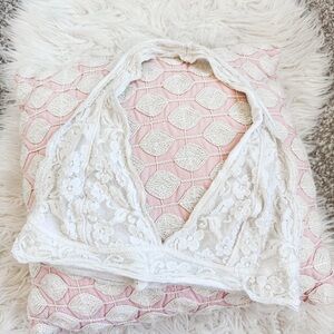 Urban Outfitters | Off White Lace Halter Bralette